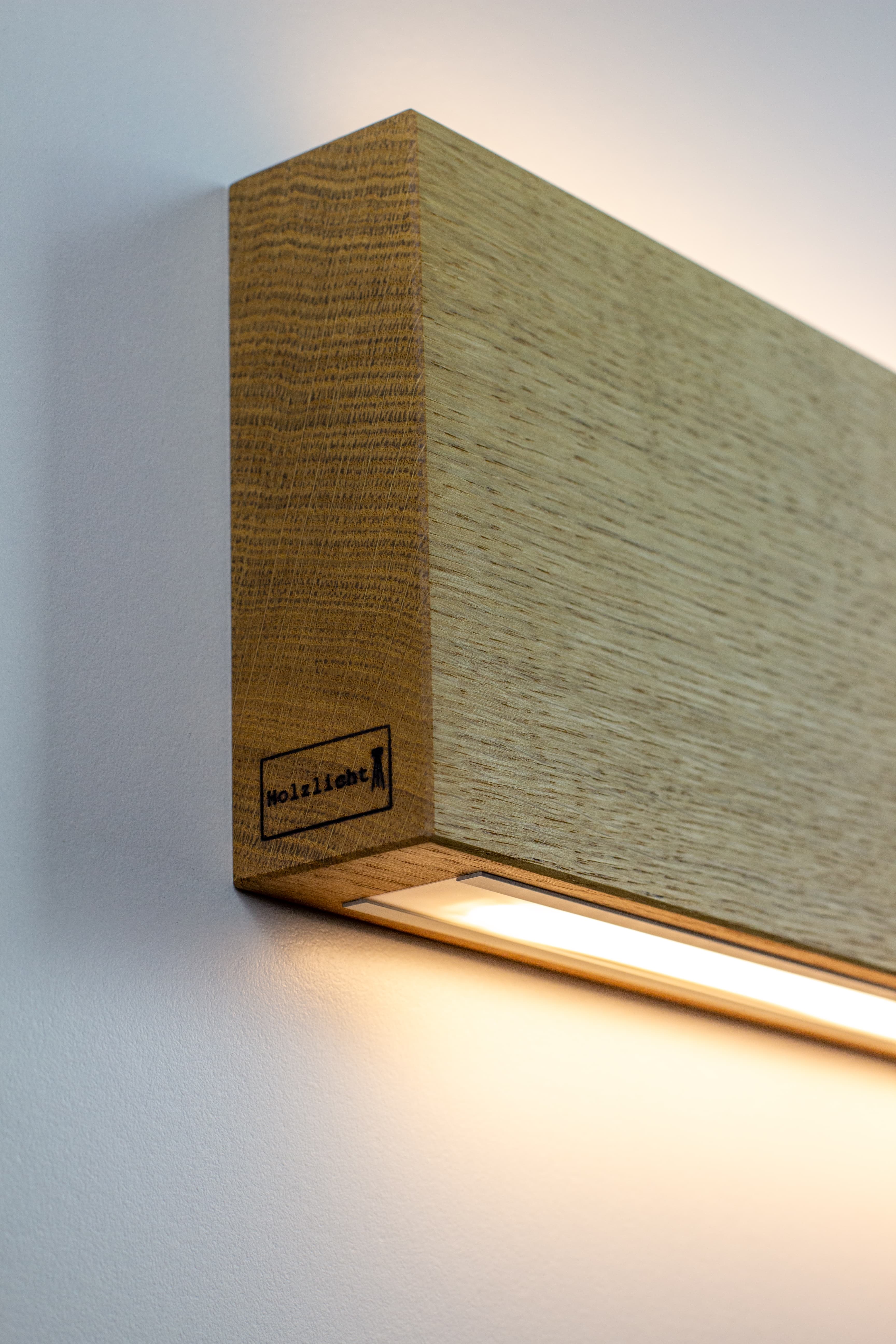 Holzlicht Wandleuchte Rechteck  aus Eichen Holz