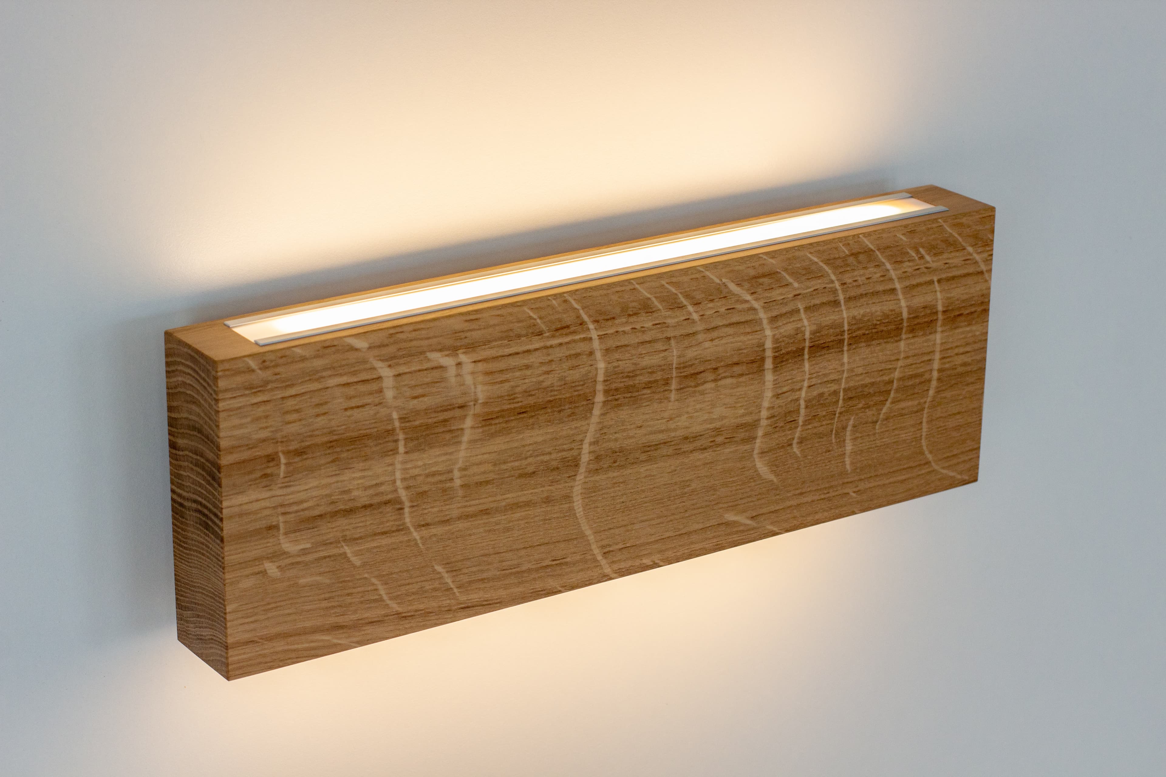 Holzlicht Wandleuchte Rechteck aus Eichen Holz